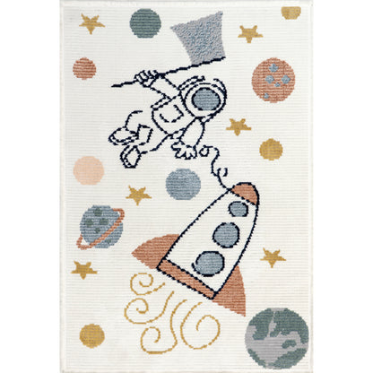 Nuloom Caree Astronaut Kids Kkpl05A Beige Area Rug