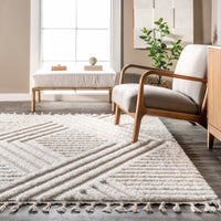 Nuloom Risette Geometric Shag Ozdn19A Beige Area Rug