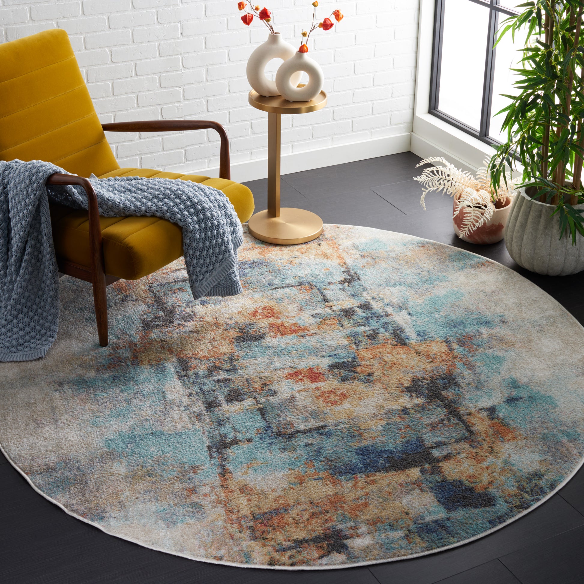 Safavieh Phoenix Phx510J Aqua/Gold Rust Area Rug