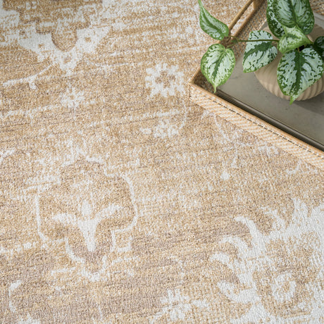 Nourison Astra Machine Washable ASW19 Machine Made Ivory, Gold Rug