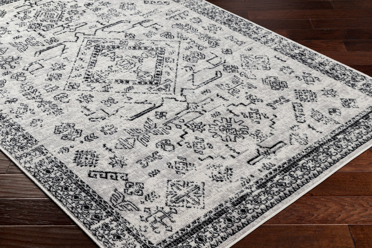 Surya Pisa Pss-2366 Light Gray, Medium Gray, Black Rug.