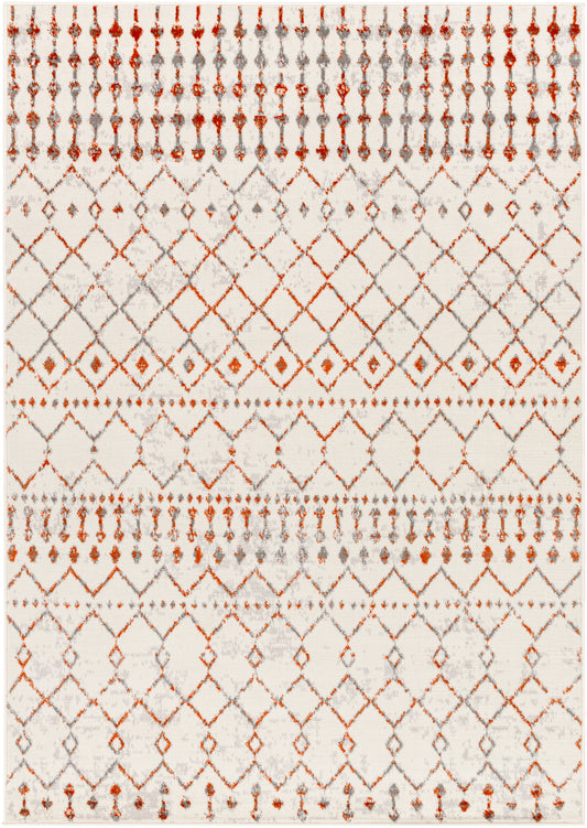 Surya Pisa Pss-2368 Light Gray, Charcoal, Medium Gray, Burnt Orange Area Rug