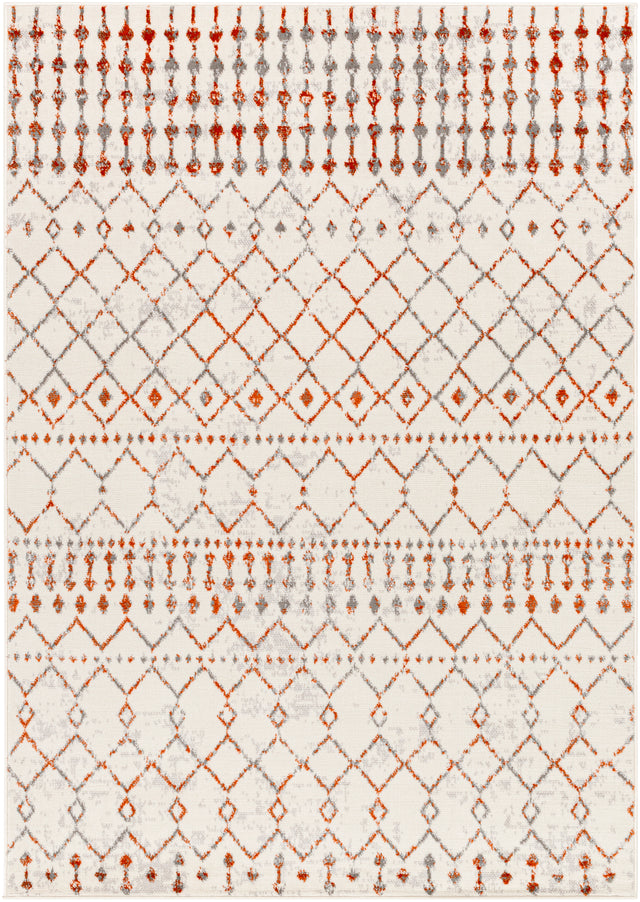 Surya Pisa Pss-2368 Light Gray, Charcoal, Medium Gray, Burnt Orange Rug.