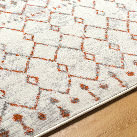Surya Pisa Pss-2368 Light Gray, Charcoal, Medium Gray, Burnt Orange Rug.