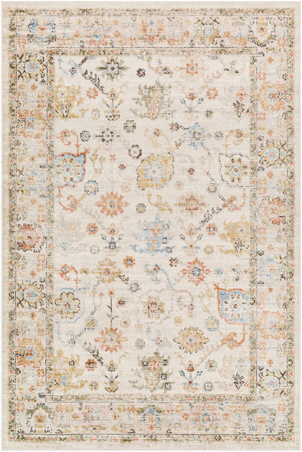 Surya Pertek Ptk-2300 Taupe, Deep Teal, Burnt Orange, Dark Brown, Black, Dark Blue Rug.