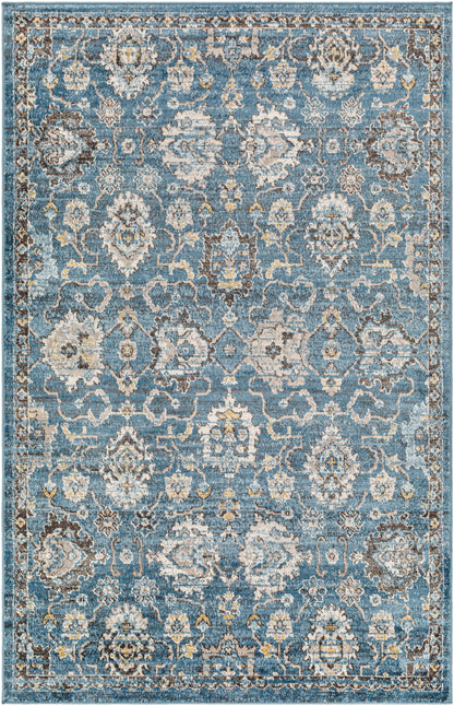 Surya Pertek Ptk-2302 Deep Teal, Dark Blue, Gray, Black, Taupe, Dark Brown Area Rug