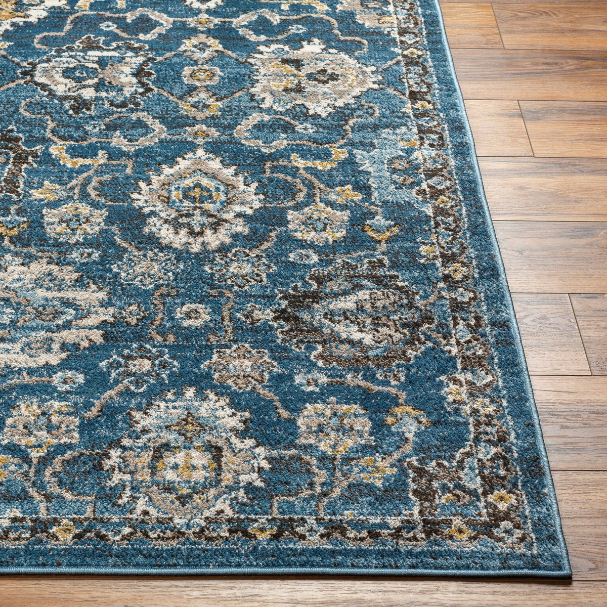 Surya Pertek Ptk-2302 Deep Teal, Dark Blue, Gray, Black, Taupe, Dark Brown Rug.