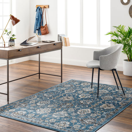 Surya Pertek Ptk-2302 Deep Teal, Dark Blue, Gray, Black, Taupe, Dark Brown Rug.