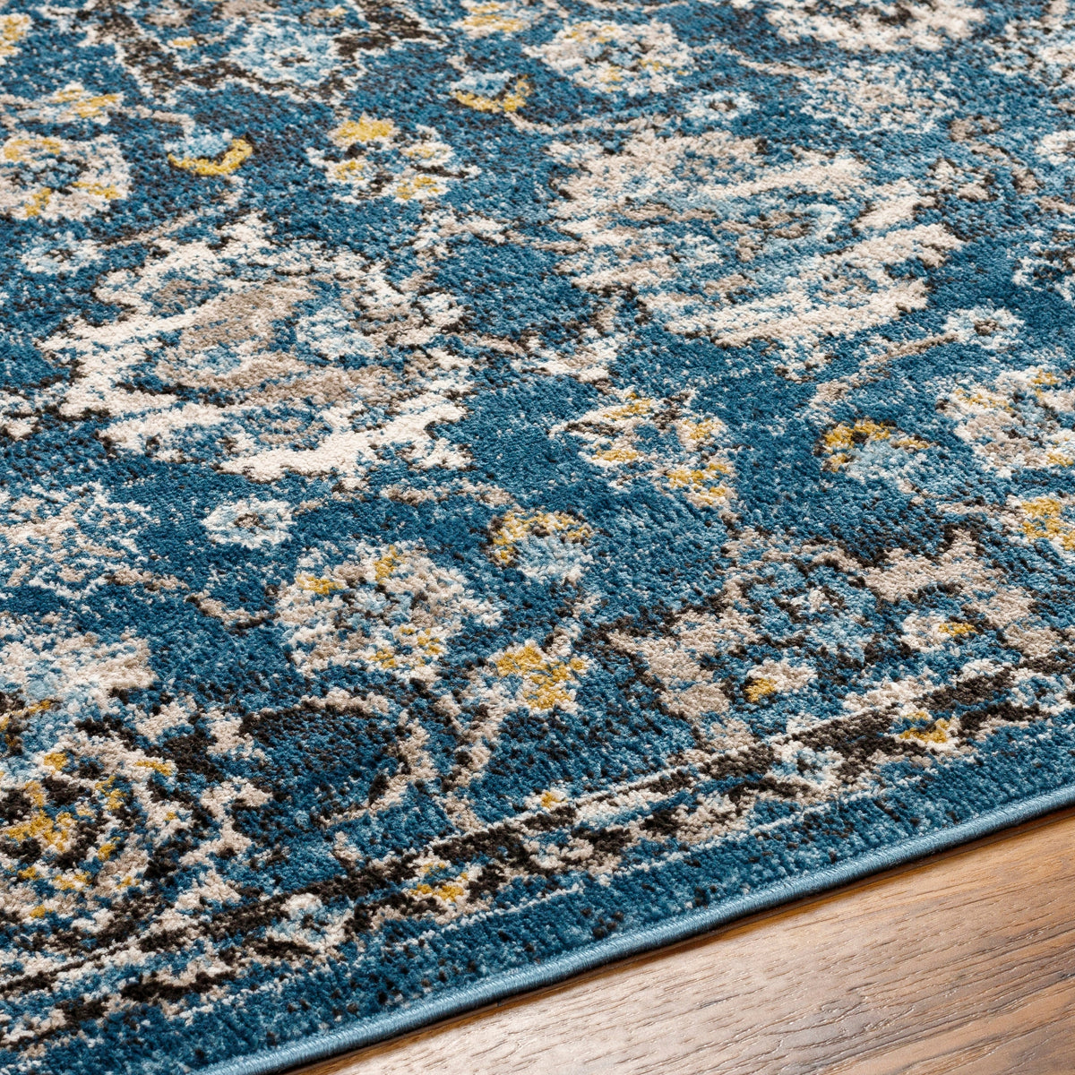 Surya Pertek Ptk-2302 Deep Teal, Dark Blue, Gray, Black, Taupe, Dark Brown Rug.