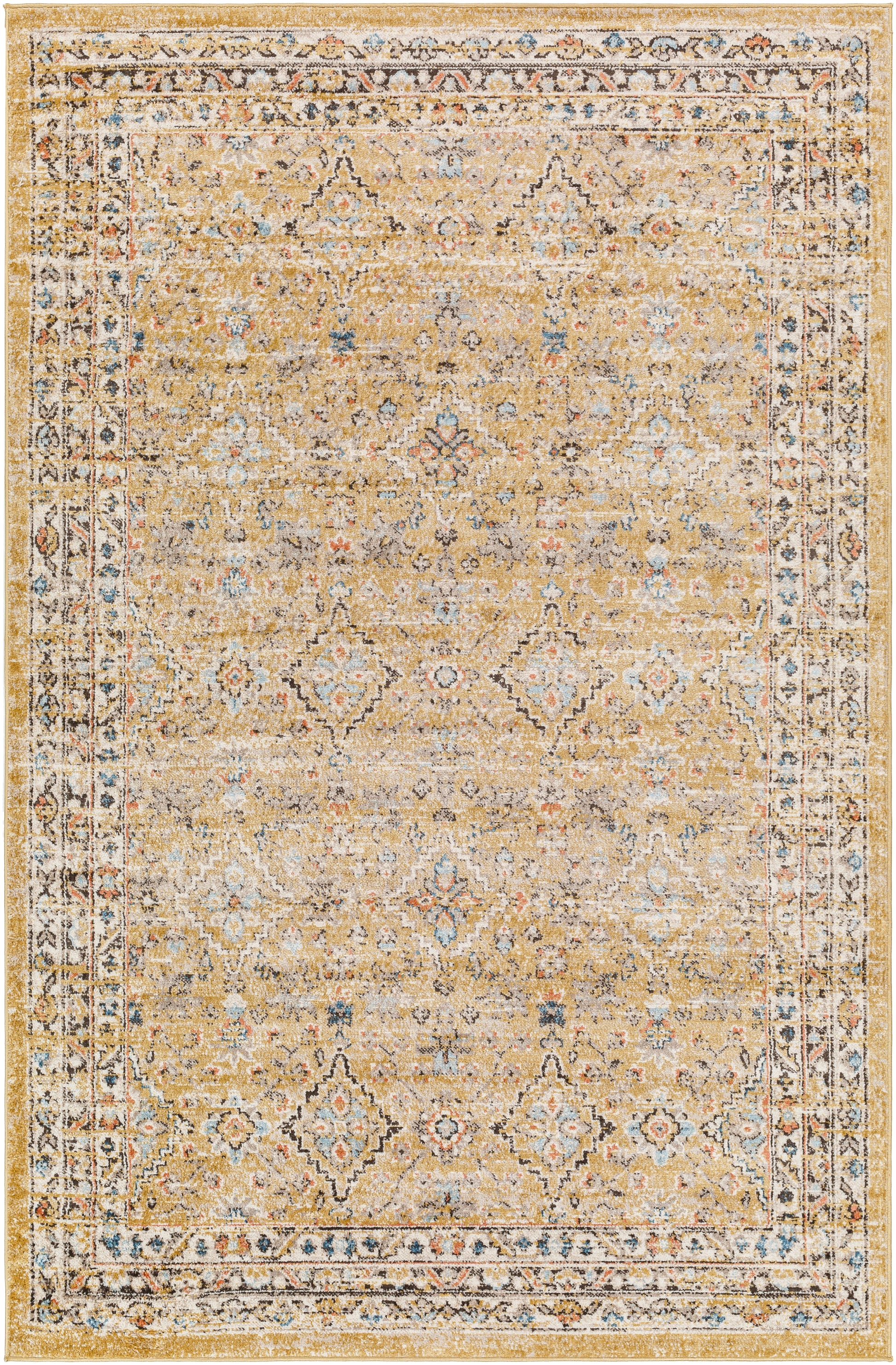 Surya Pertek Ptk-2305 Dark Brown, Taupe, Deep Teal, Dark Blue, Burnt Orange, Black Area Rug