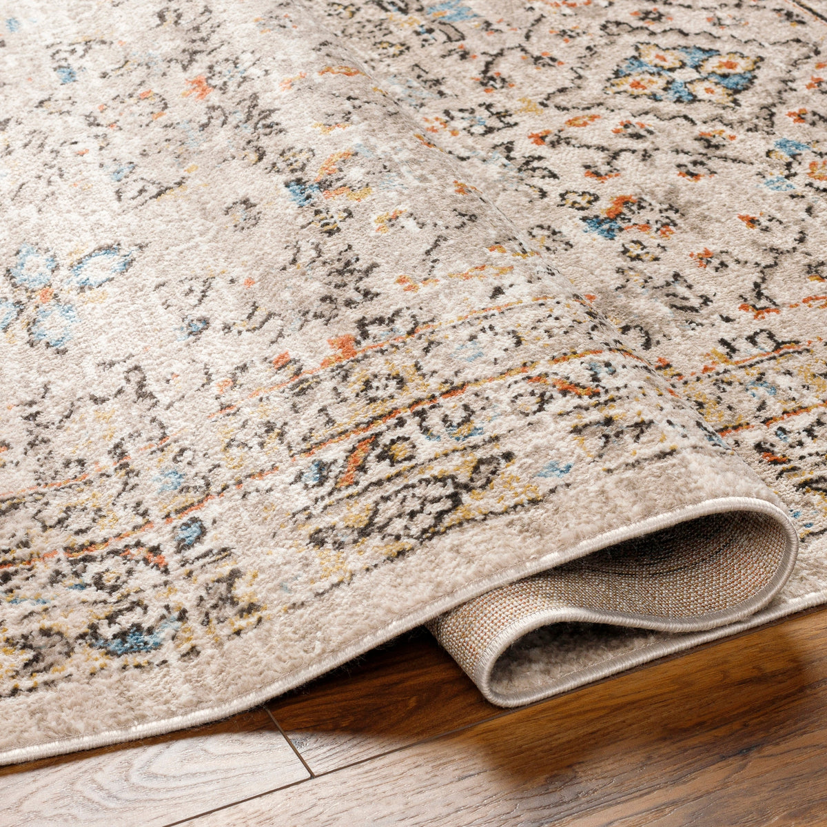 Surya Pertek Ptk-2306 Taupe, Gray, Black, Burnt Orange, Deep Teal Rug.