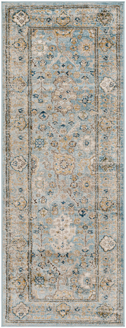 Surya Pertek Ptk-2307 Deep Teal, Gray, Taupe, Dark Brown, Dark Blue Area Rug