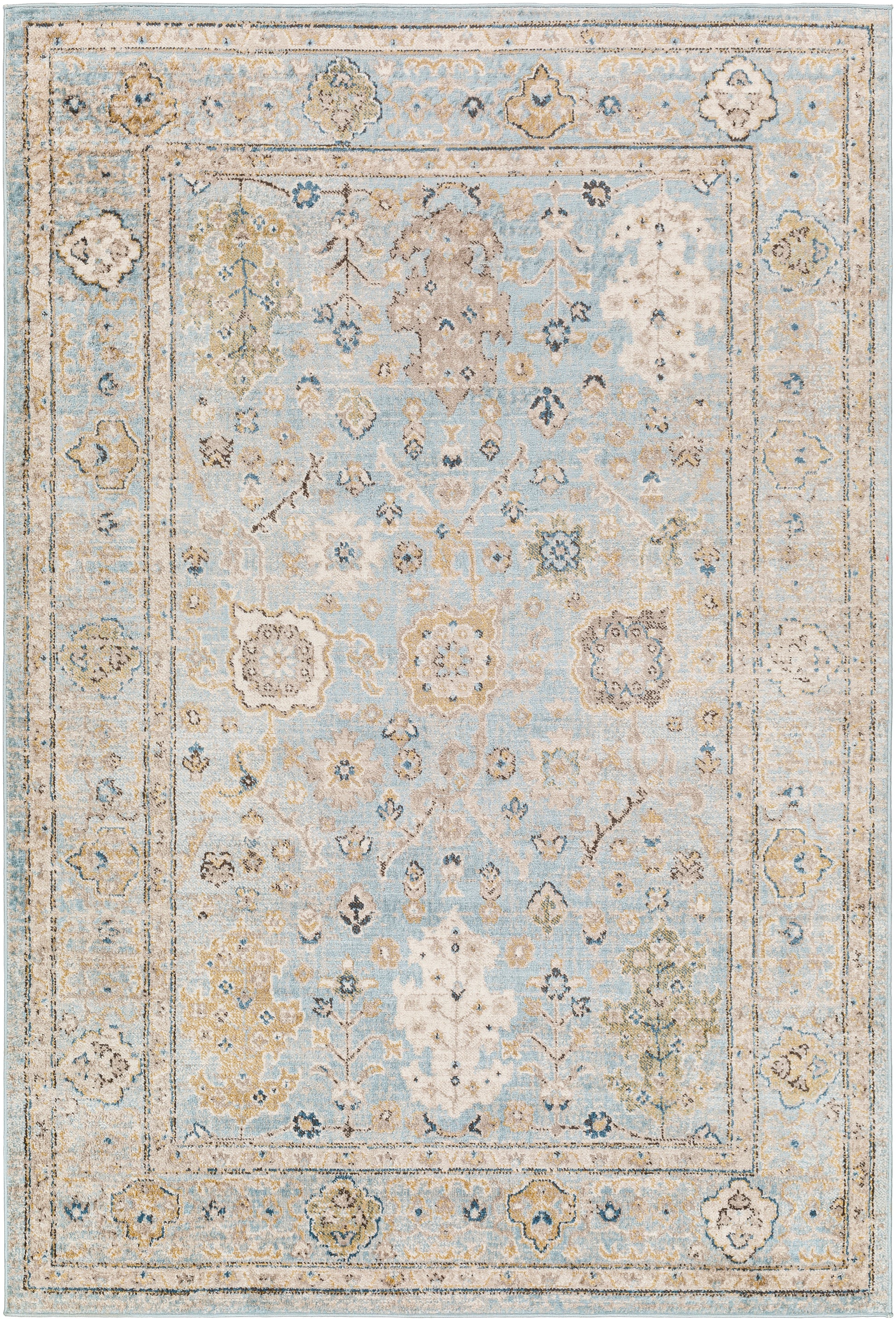 Surya Pertek Ptk-2307 Deep Teal, Gray, Taupe, Dark Brown, Dark Blue Area Rug