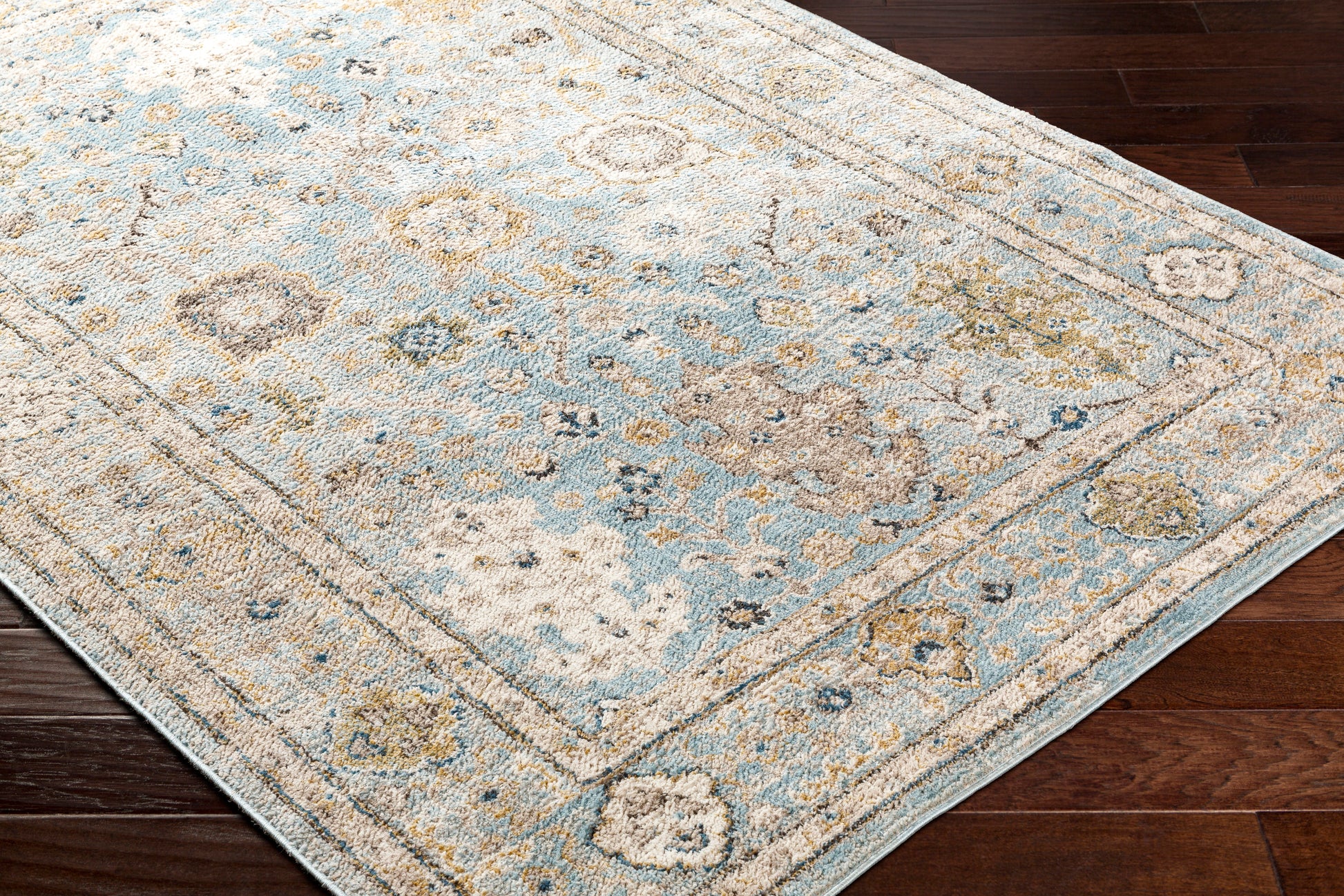 Surya Pertek Ptk-2307 Deep Teal, Gray, Taupe, Dark Brown, Dark Blue Area Rug