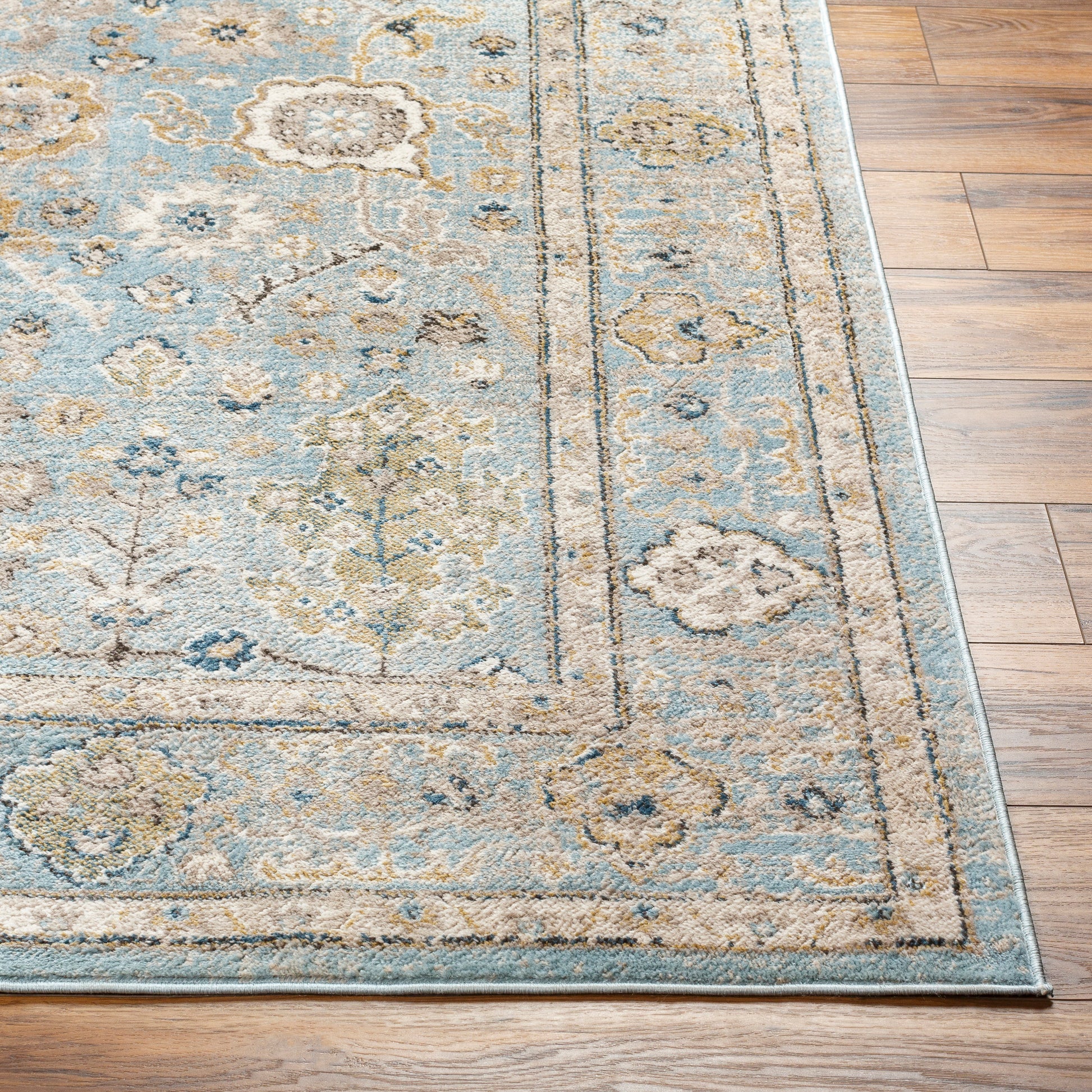 Surya Pertek Ptk-2307 Deep Teal, Gray, Taupe, Dark Brown, Dark Blue Area Rug