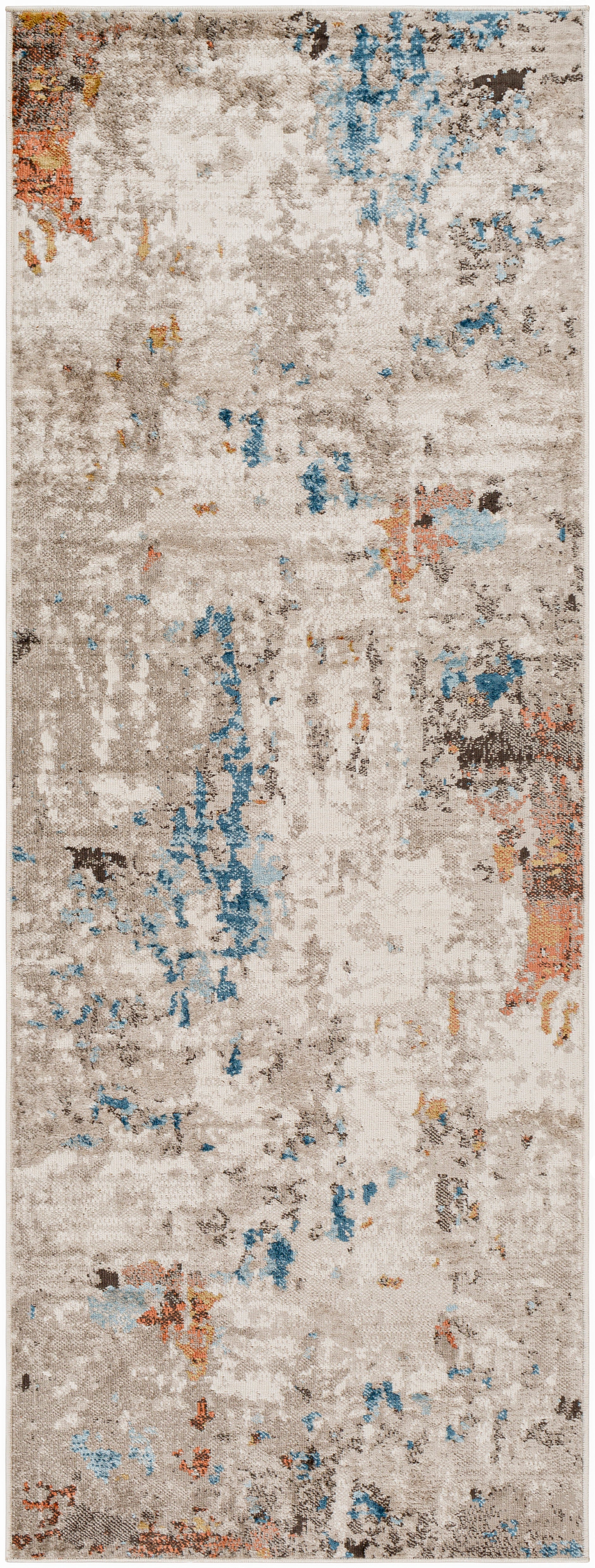 Surya Pertek Ptk-2308 Taupe, Gray, Burnt Orange, Deep Teal, Dark Blue Area Rug