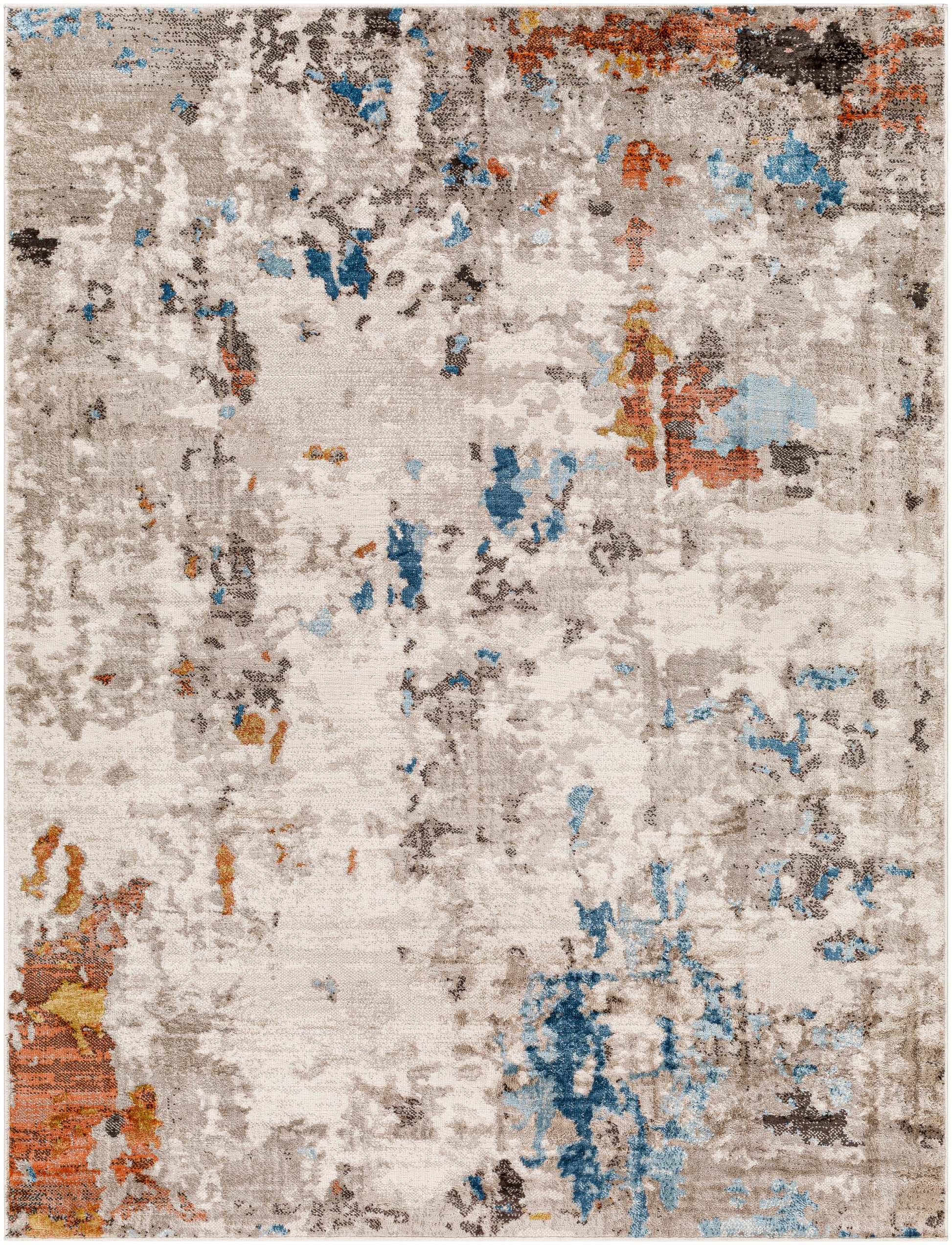 Surya Pertek Ptk-2308 Taupe, Gray, Burnt Orange, Deep Teal, Dark Blue Area Rug