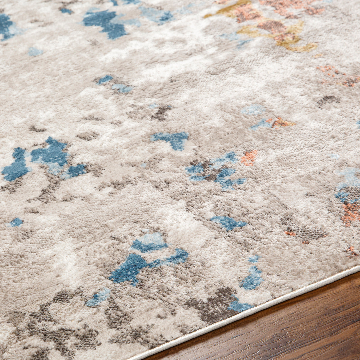 Surya Pertek Ptk-2308 Taupe, Gray, Burnt Orange, Deep Teal, Dark Blue Rug.