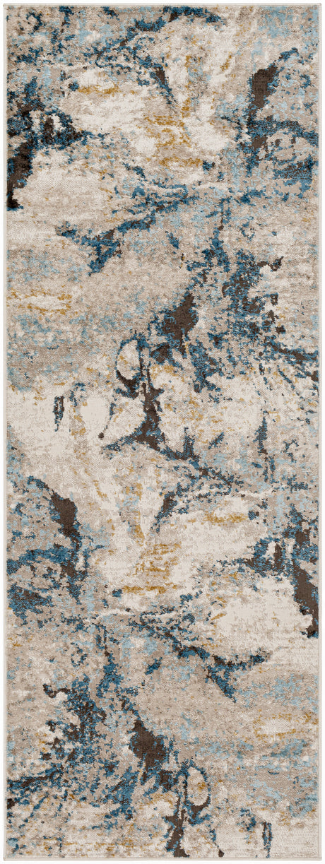 Surya Pertek Ptk-2309 Taupe, Gray, Dark Blue, Deep Teal, Black Rug.