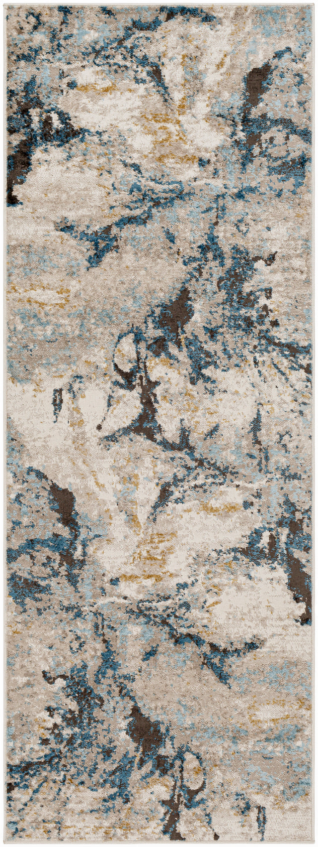 Surya Pertek Ptk-2309 Taupe, Gray, Dark Blue, Deep Teal, Black Rug.