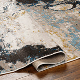 Surya Pertek Ptk-2309 Taupe, Gray, Dark Blue, Deep Teal, Black Rug.