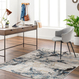 Surya Pertek Ptk-2309 Taupe, Gray, Dark Blue, Deep Teal, Black Rug.