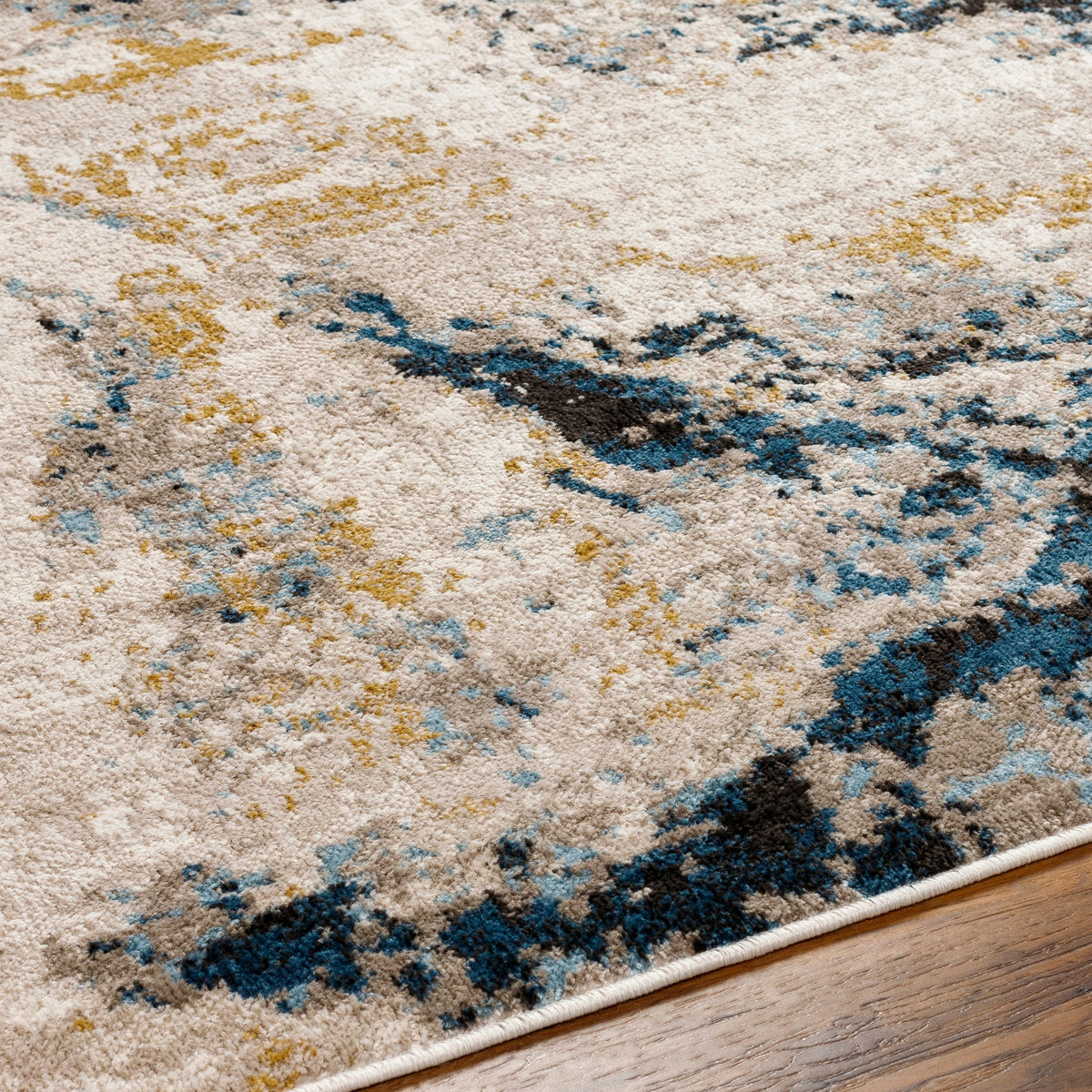 Surya Pertek Ptk-2309 Taupe, Gray, Dark Blue, Deep Teal, Black Rug.