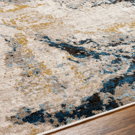 Surya Pertek Ptk-2309 Taupe, Gray, Dark Blue, Deep Teal, Black Rug.