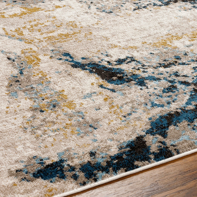Surya Pertek Ptk-2309 Taupe, Gray, Dark Blue, Deep Teal, Black Rug.
