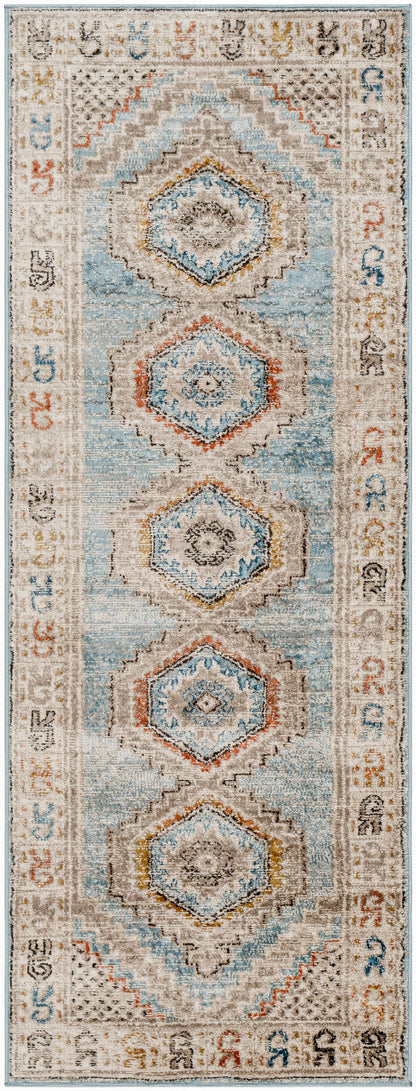 Surya Pertek Ptk-2310 Deep Teal, Taupe, Gray, Dark Blue, Burnt Orange Area Rug