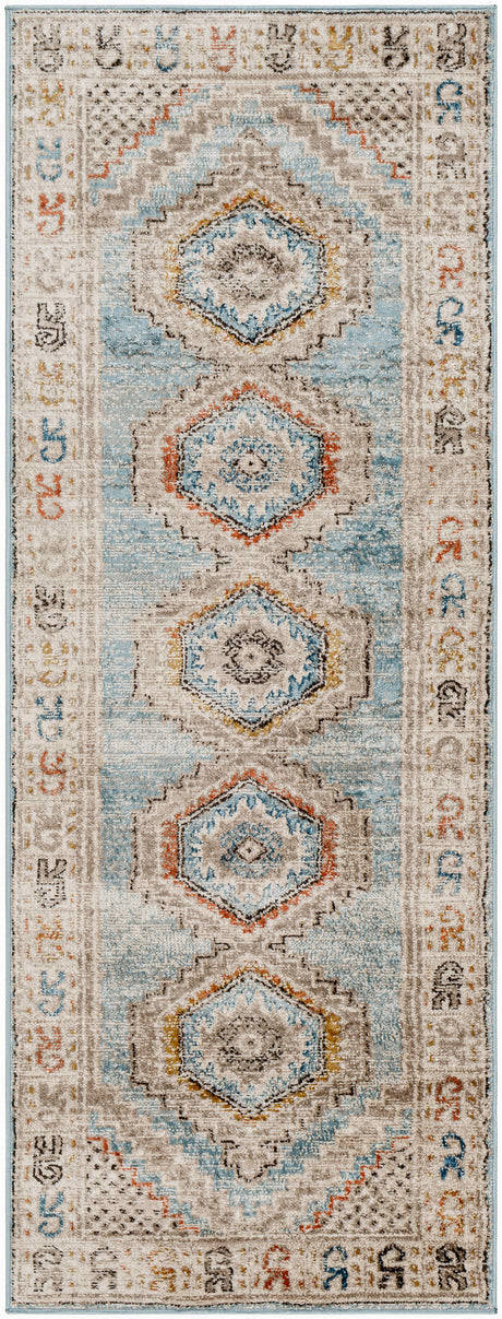 Surya Pertek Ptk-2310 Deep Teal, Taupe, Gray, Dark Blue, Burnt Orange Rug.