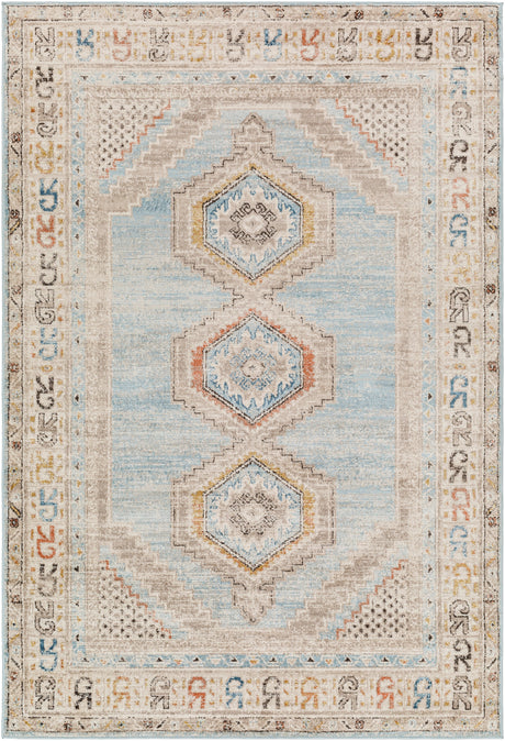 Surya Pertek Ptk-2310 Deep Teal, Taupe, Gray, Dark Blue, Burnt Orange Rug.