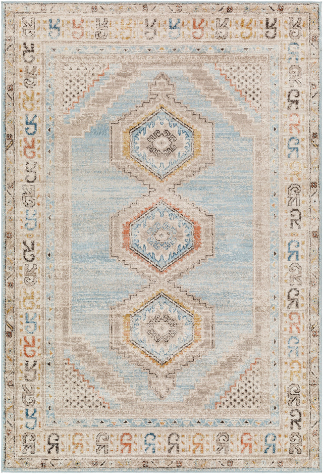 Surya Pertek Ptk-2310 Deep Teal, Taupe, Gray, Dark Blue, Burnt Orange Rug.