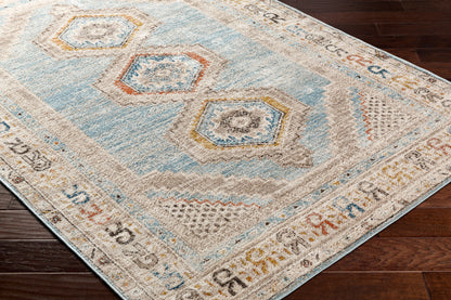 Surya Pertek Ptk-2310 Deep Teal, Taupe, Gray, Dark Blue, Burnt Orange Area Rug