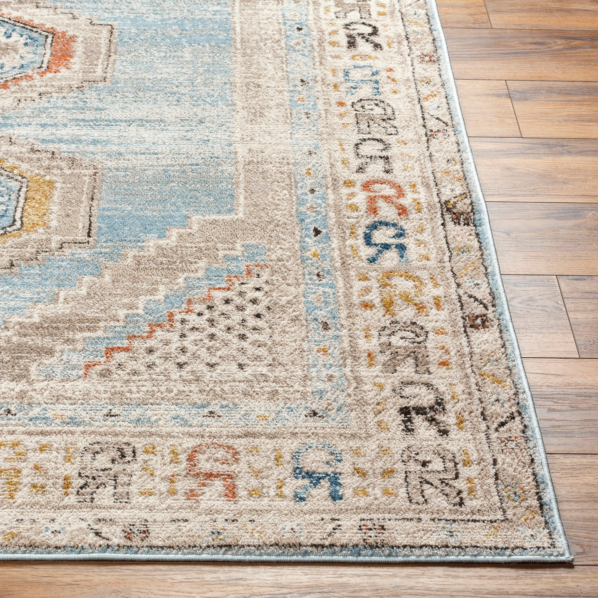 Surya Pertek Ptk-2310 Deep Teal, Taupe, Gray, Dark Blue, Burnt Orange Area Rug