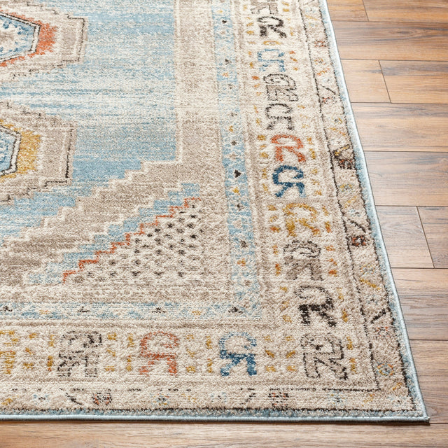 Surya Pertek Ptk-2310 Deep Teal, Taupe, Gray, Dark Blue, Burnt Orange Rug.