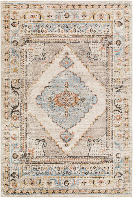 Surya Pertek Ptk-2311 Taupe, Gray, Deep Teal, Burnt Orange, Dark Brown Rug.