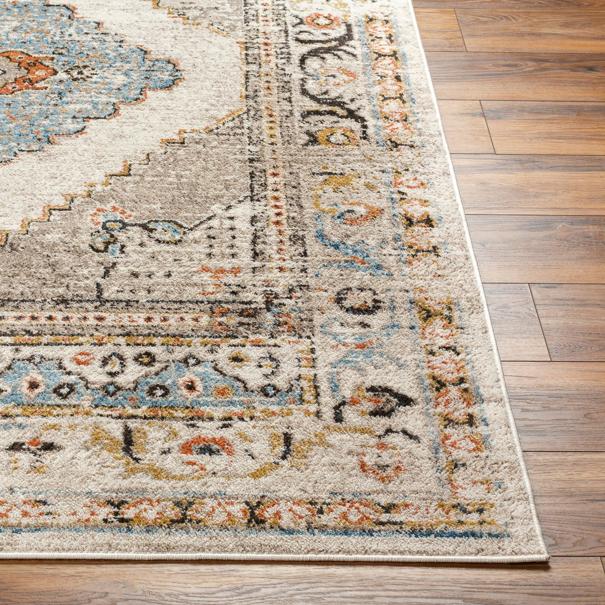 Surya Pertek Ptk-2311 Taupe, Gray, Deep Teal, Burnt Orange, Dark Brown Rug.