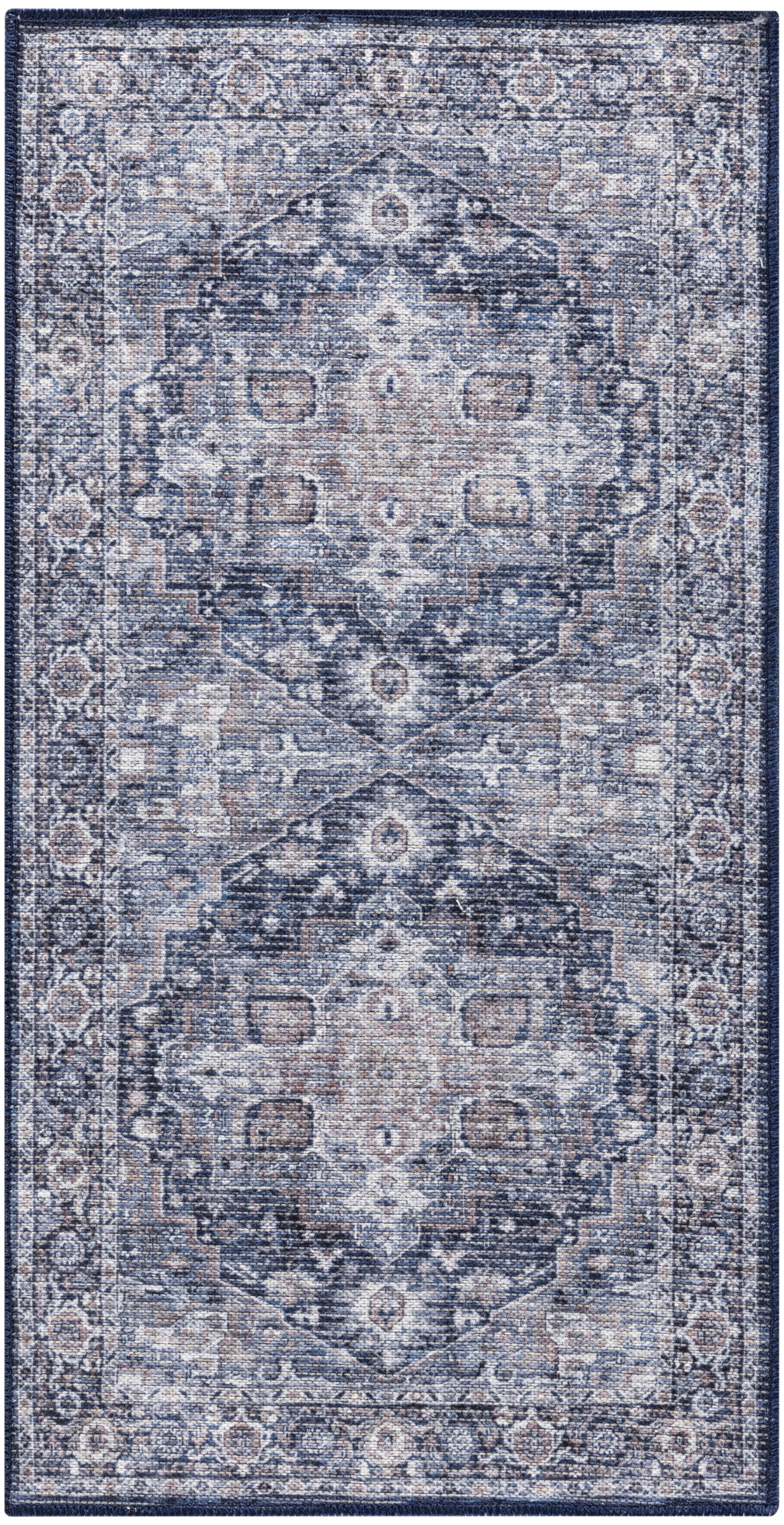 Nourison Machine Washable Series 1 X Nicole Curtis Sr101 Ivory Navy Area Rug