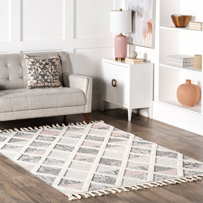 Nuloom Emlyn Diamond Lattice Oznn07A Gray Area Rug