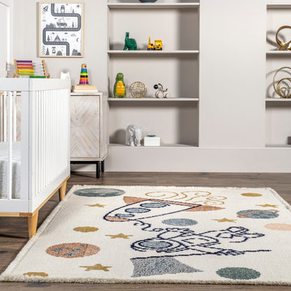 Nuloom Caree Astronaut Kids Kkpl05A Beige Area Rug