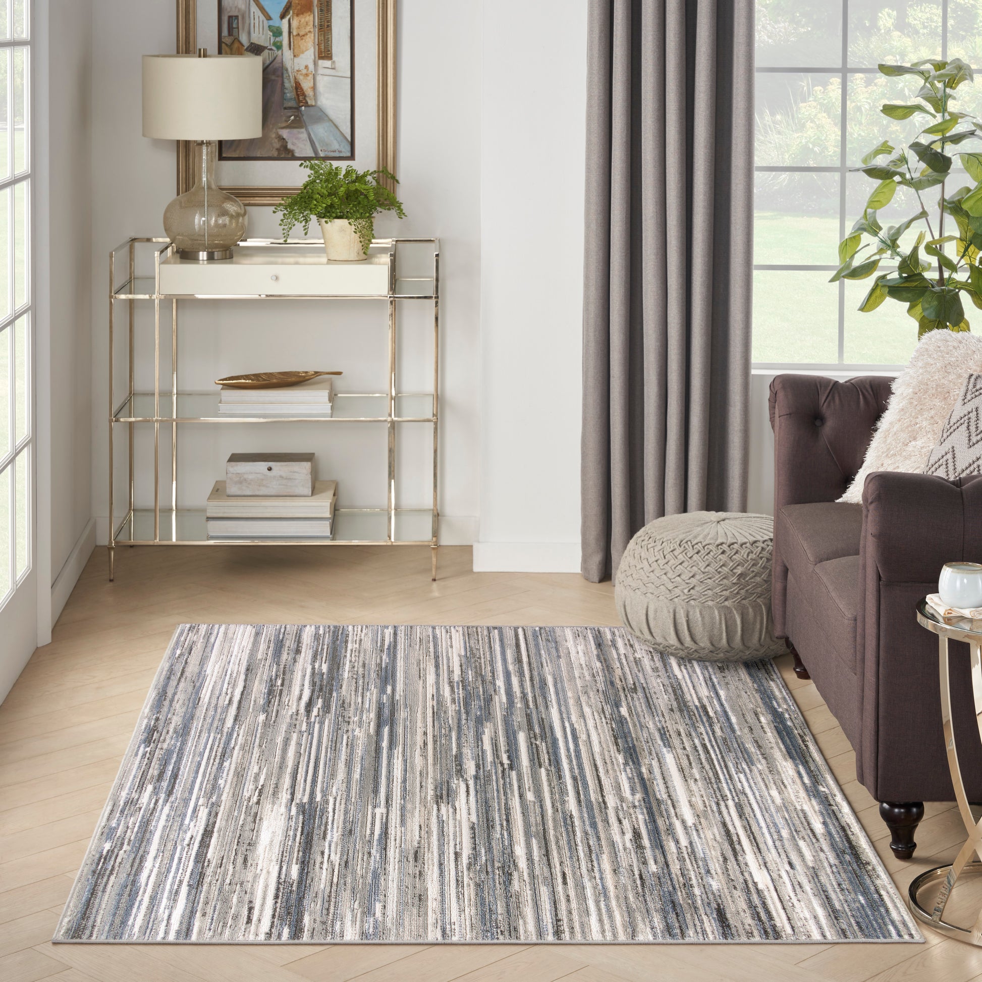 Nourison Serenity Home Srh03 Ivory Grey Blue Area Rug