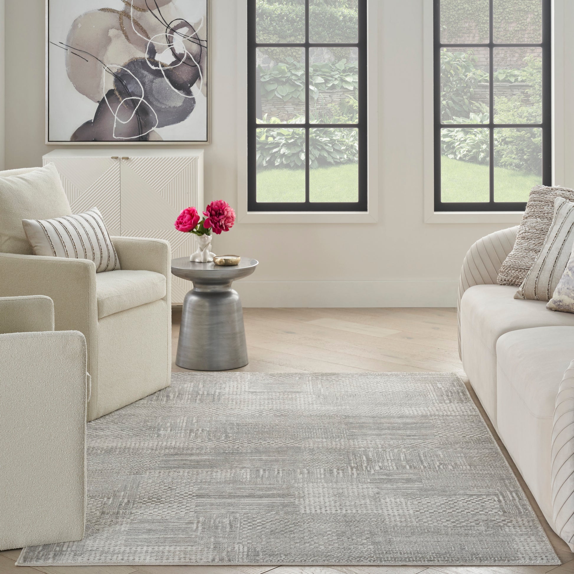 Nourison Glitz Glz09 Silver Grey Area Rug