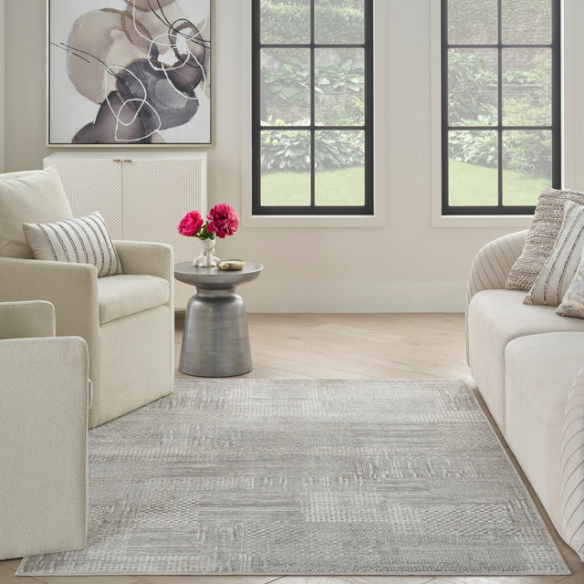 Nourison Glitz Glz09 Silver Grey Rug.