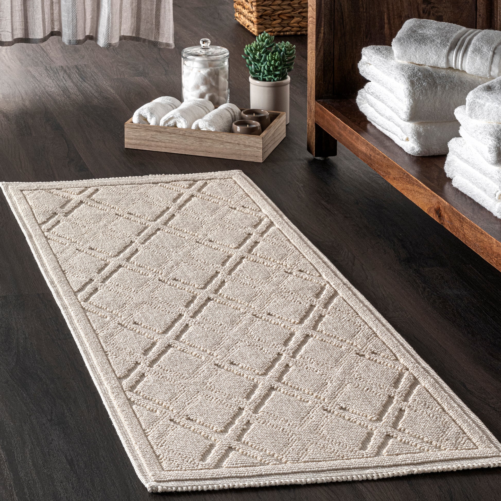 Nuloom Sheridan Textured Diamond Psko01B Ivory Area Rug