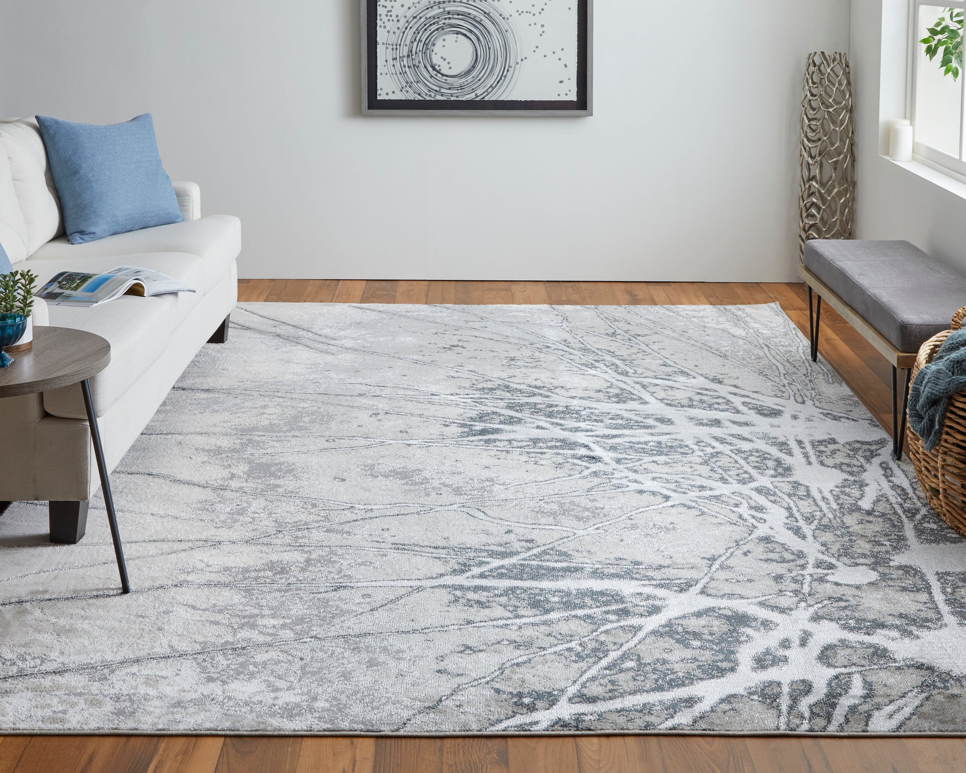 Feizy Astra Ara39L5F Gray/Silver/Ivory Area Rug