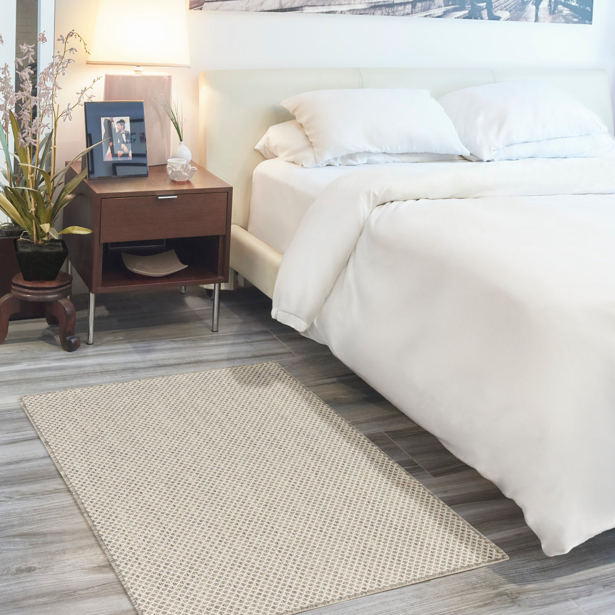 Nourison Courtyard COU01 Machine Made Ivory, Silver Rug