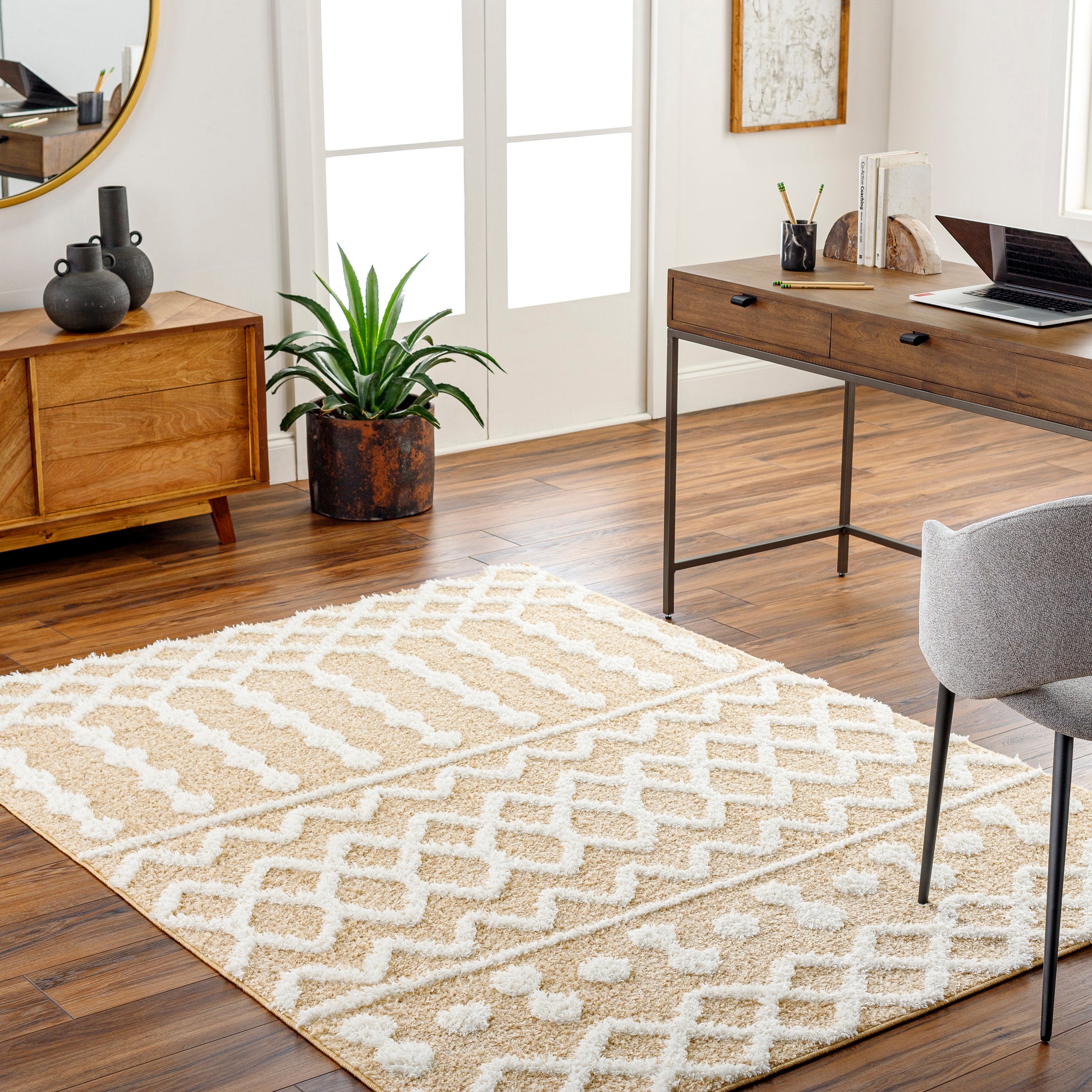 Surya Rodos Rdo-2345 Mustard, White Area Rug