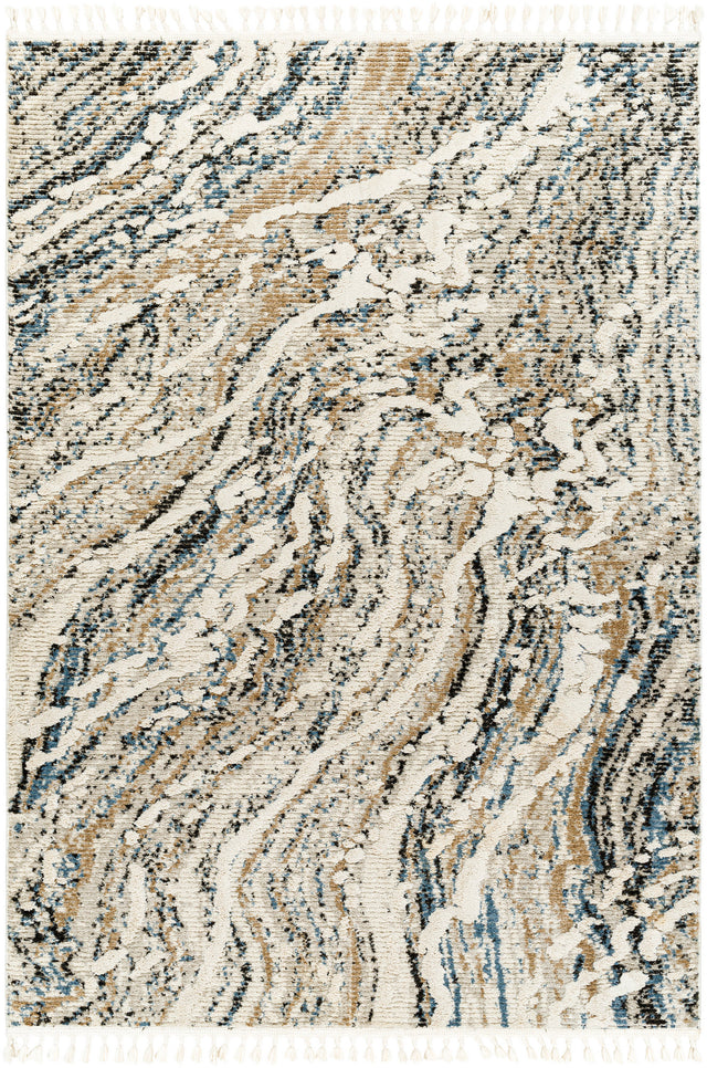 Surya Rudy Rdy-2302 Gray, Ivory, Cream, Navy, Charcoal, Medium Brown Rug.