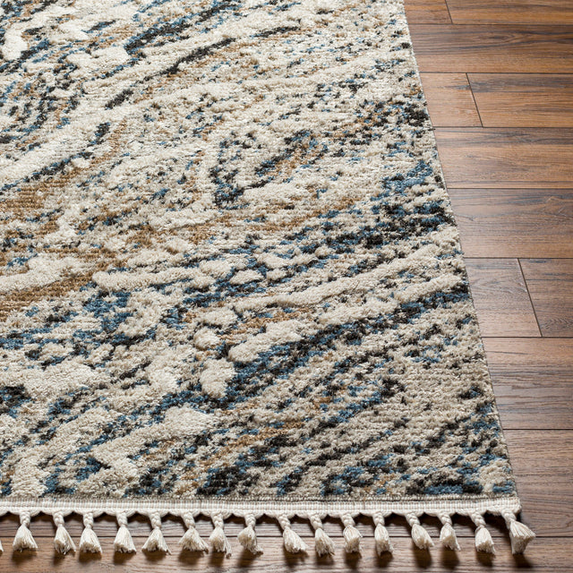 Surya Rudy Rdy-2302 Gray, Ivory, Cream, Navy, Charcoal, Medium Brown Rug.